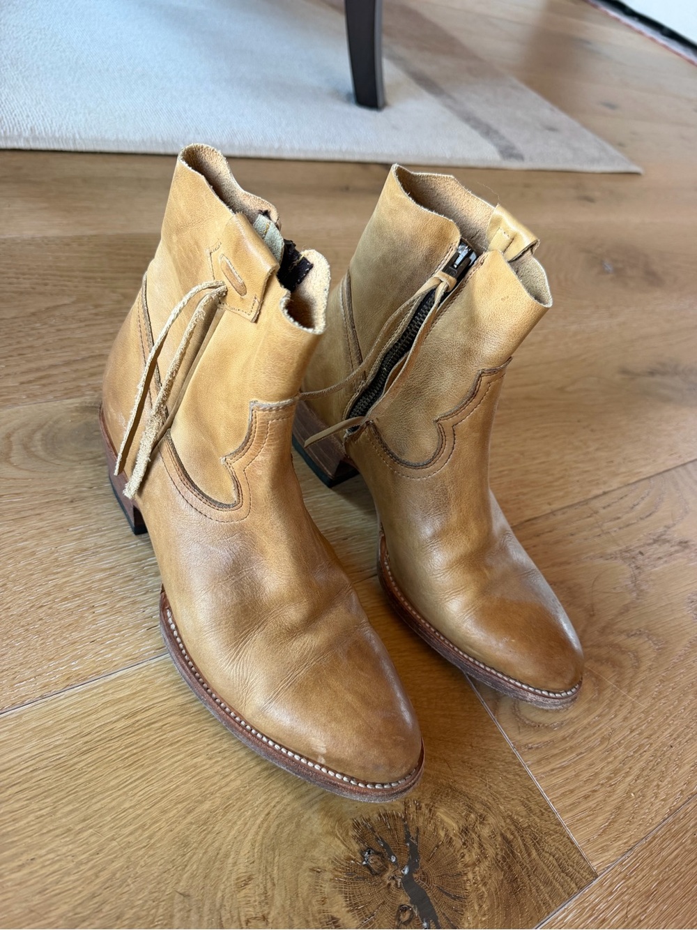 Overland Leather Cowboy Ankle Boots in Tan - Classic Western Style - Picture 6 of 6